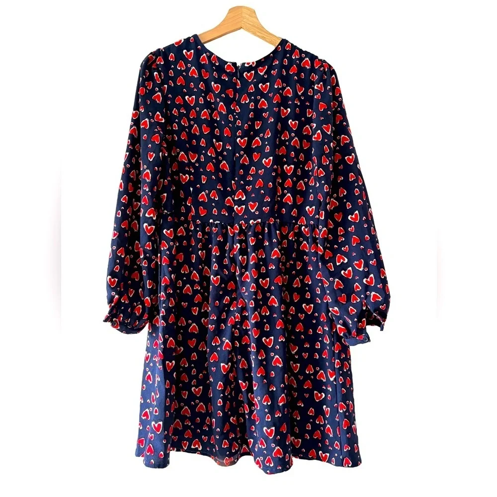 Popsugar Size Large‎ Navy Blue Heart Dress MIDI EUC